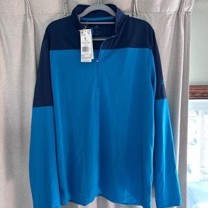 NWT Adidas Blue and Navy Quarter-Zip Pullover Brand New Primegreen UPF50 golf